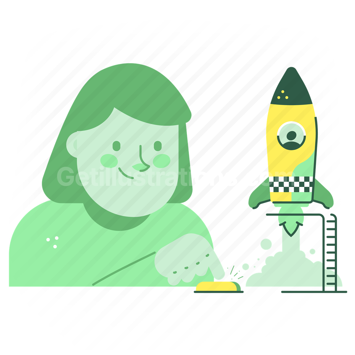 woman, female, person, rocket, launch, start up, project, complete